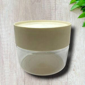 Vintage Pyrex Store N See Stackable Glass Canister Bone Colored Twist Off Lid